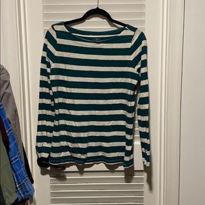 Green and light gray long sleeve top LOFT